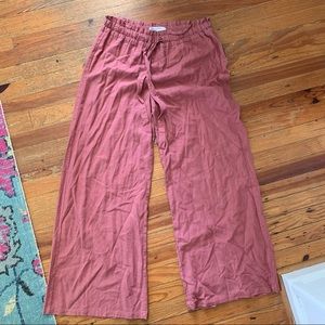 Cute flowy pink linen pants wide leg
